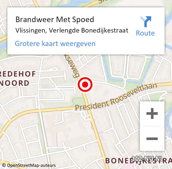 Locatie op kaart van de 112 melding: Brandweer Met Spoed Naar Vlissingen, Verlengde Bonedijkestraat op 23 september 2024 15:29