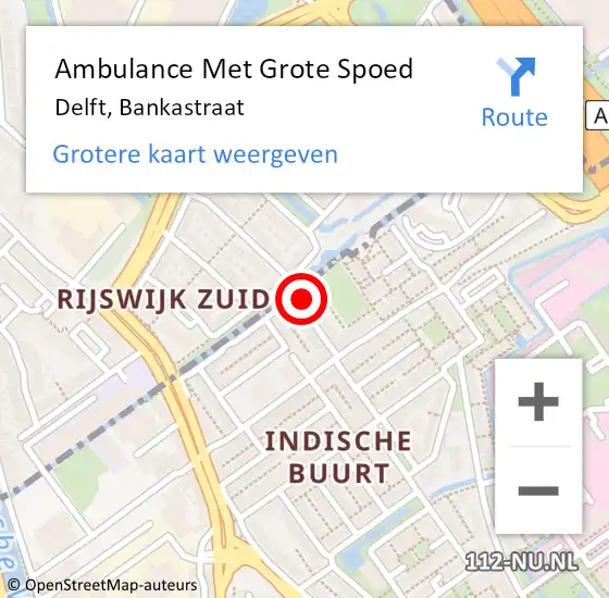 Locatie op kaart van de 112 melding: Ambulance Met Grote Spoed Naar Den Haag, Bankastraat op 23 september 2024 15:30