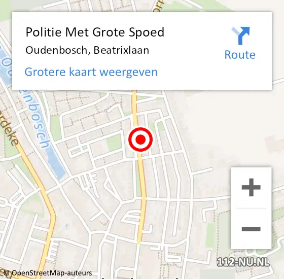 Locatie op kaart van de 112 melding: Politie Met Grote Spoed Naar Oudenbosch, Beatrixlaan op 23 september 2024 15:33