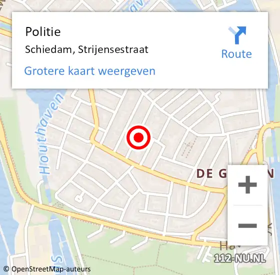 Locatie op kaart van de 112 melding: Politie Schiedam, Strijensestraat op 23 september 2024 15:37