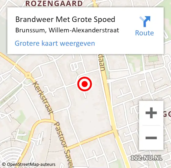 Locatie op kaart van de 112 melding: Brandweer Met Grote Spoed Naar Brunssum, Willem-Alexanderstraat op 23 september 2024 15:46