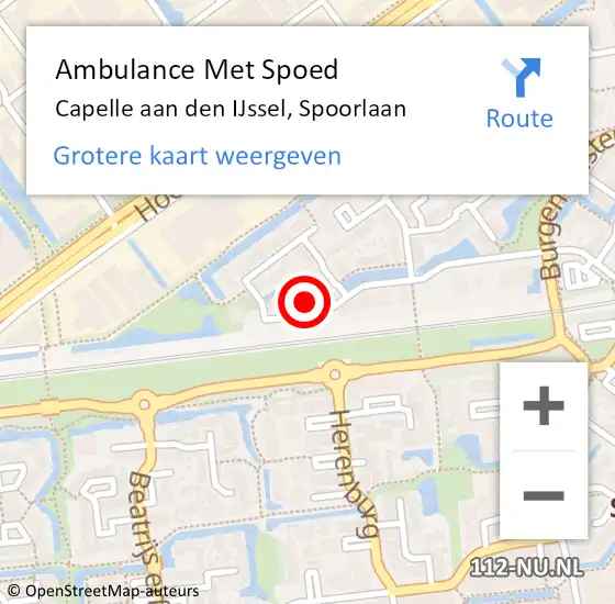 Locatie op kaart van de 112 melding: Ambulance Met Spoed Naar Capelle aan den IJssel, Spoorlaan op 23 september 2024 15:48