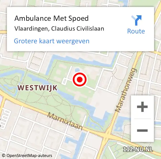 Locatie op kaart van de 112 melding: Ambulance Met Spoed Naar Vlaardingen, Claudius Civilislaan op 23 september 2024 15:51