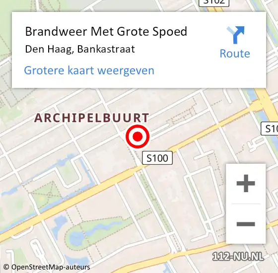 Locatie op kaart van de 112 melding: Brandweer Met Grote Spoed Naar Den Haag, Bankastraat op 23 september 2024 15:54