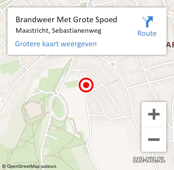 Locatie op kaart van de 112 melding: Brandweer Met Grote Spoed Naar Maastricht, Sebastianenweg op 23 september 2024 15:54