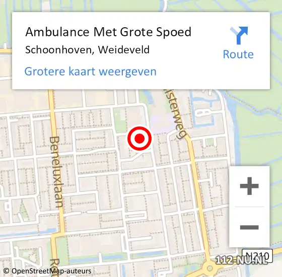 Locatie op kaart van de 112 melding: Ambulance Met Grote Spoed Naar Schoonhoven, Weideveld op 23 september 2024 16:25