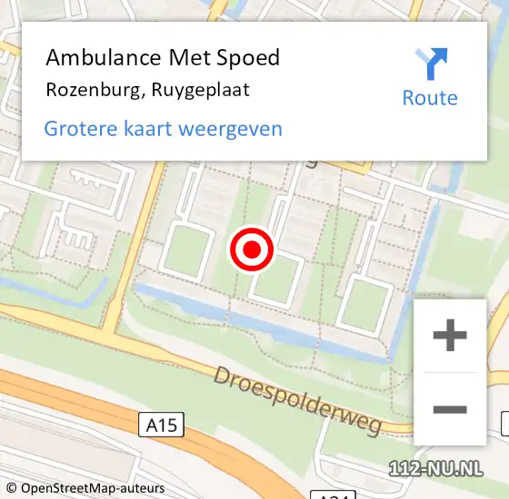 Locatie op kaart van de 112 melding: Ambulance Met Spoed Naar Rozenburg, Ruygeplaat op 23 september 2024 16:28