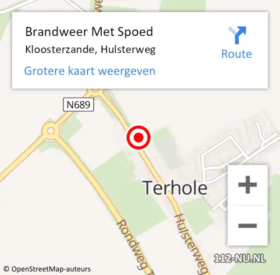 Locatie op kaart van de 112 melding: Brandweer Met Spoed Naar Kloosterzande, Hulsterweg op 23 september 2024 16:33