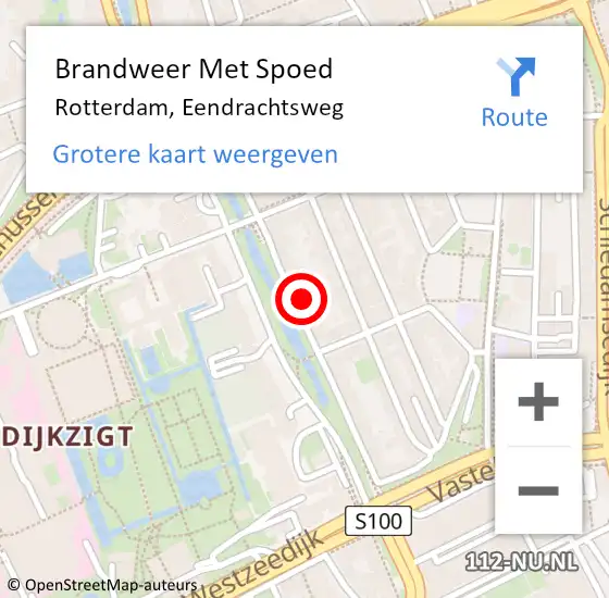 Locatie op kaart van de 112 melding: Brandweer Met Spoed Naar Rotterdam, Eendrachtsweg op 23 september 2024 16:43