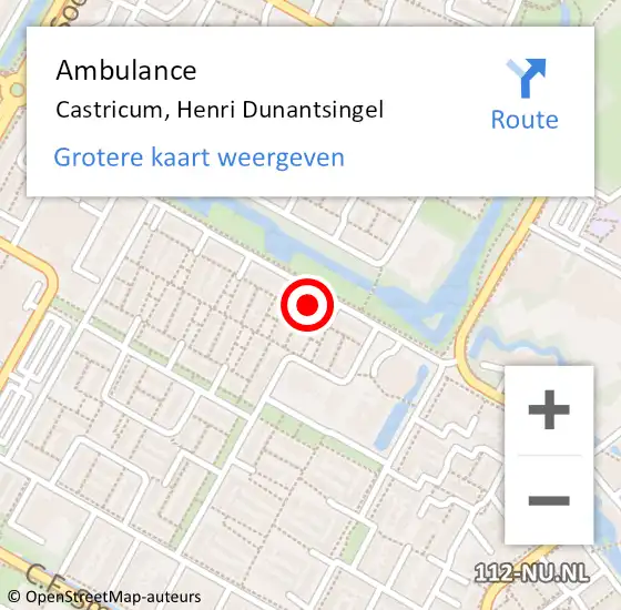 Locatie op kaart van de 112 melding: Ambulance Castricum, Henri Dunantsingel op 23 september 2024 16:45