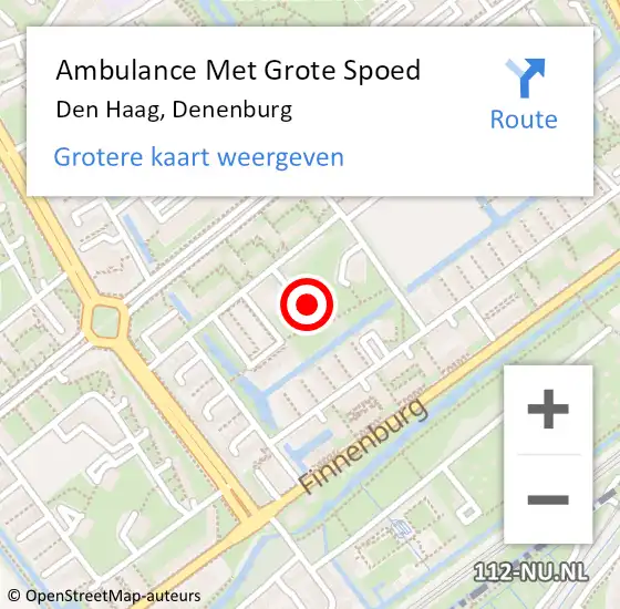 Locatie op kaart van de 112 melding: Ambulance Met Grote Spoed Naar Den Haag, Denenburg op 23 september 2024 16:49