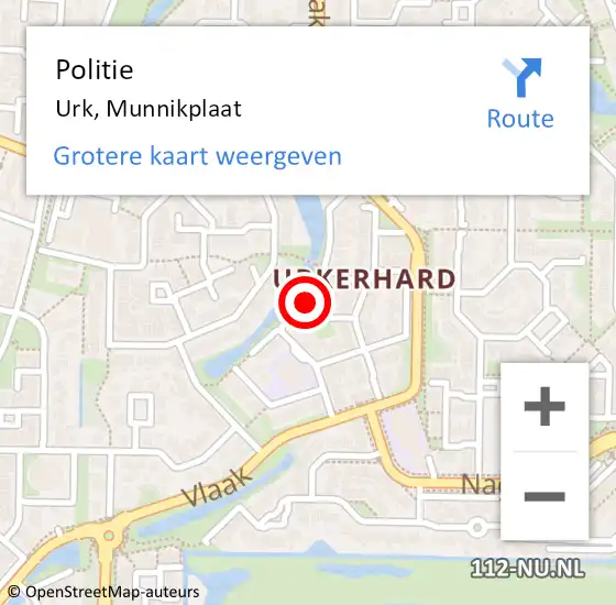 Locatie op kaart van de 112 melding: Politie Urk, Munnikplaat op 21 oktober 2014 08:04