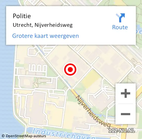 Locatie op kaart van de 112 melding: Politie Utrecht, Nijverheidsweg op 23 september 2024 16:55