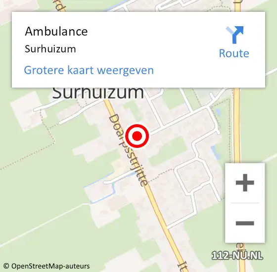 Locatie op kaart van de 112 melding: Ambulance Surhuizum op 23 september 2024 16:59