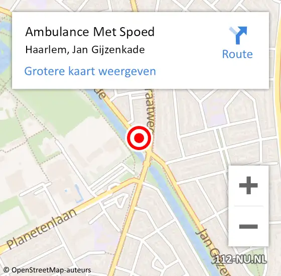 Locatie op kaart van de 112 melding: Ambulance Met Spoed Naar Haarlem, Jan Gijzenkade op 23 september 2024 17:06