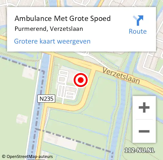 Locatie op kaart van de 112 melding: Ambulance Met Grote Spoed Naar Purmerend, Verzetslaan op 23 september 2024 17:20