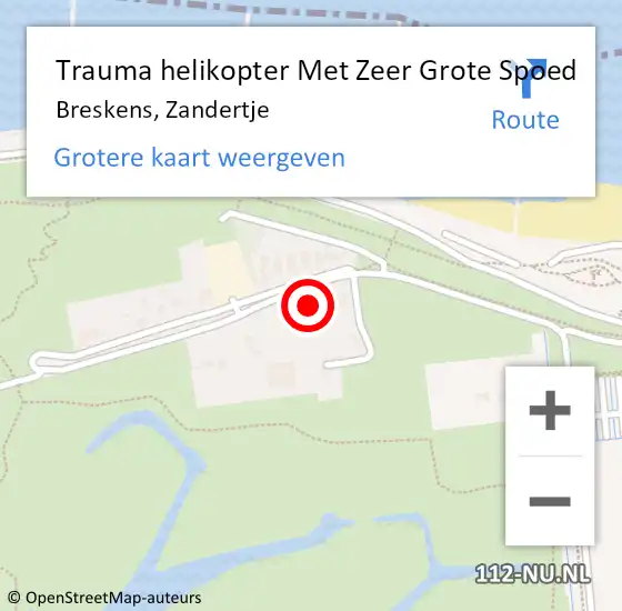 Locatie op kaart van de 112 melding: Trauma helikopter Met Zeer Grote Spoed Naar Breskens, Zandertje op 23 september 2024 17:30