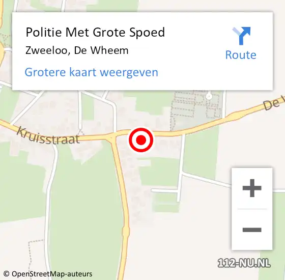 Locatie op kaart van de 112 melding: Politie Met Grote Spoed Naar Zweeloo, De Wheem op 23 september 2024 17:40