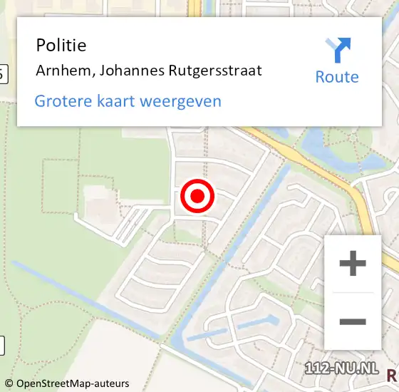 Locatie op kaart van de 112 melding: Politie Arnhem, Johannes Rutgersstraat op 23 september 2024 17:41