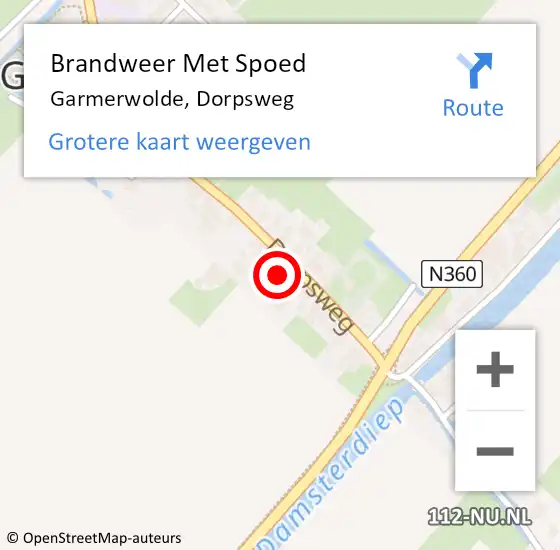 Locatie op kaart van de 112 melding: Brandweer Met Spoed Naar Garmerwolde, Dorpsweg op 23 september 2024 17:44