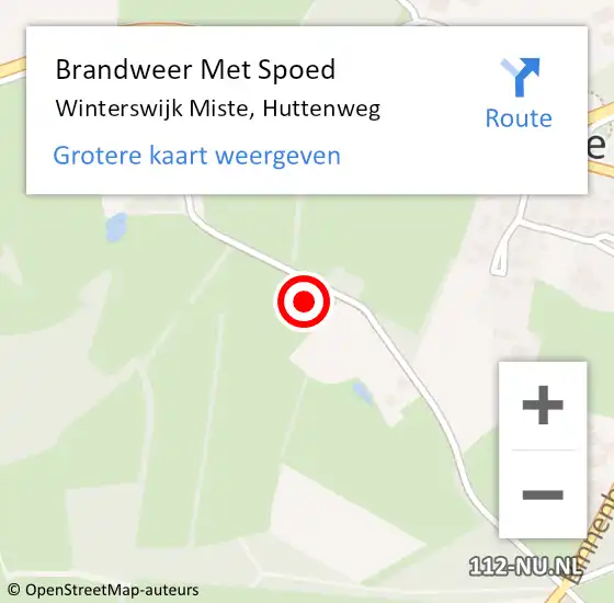 Locatie op kaart van de 112 melding: Brandweer Met Spoed Naar Winterswijk Miste, Huttenweg op 23 september 2024 17:46