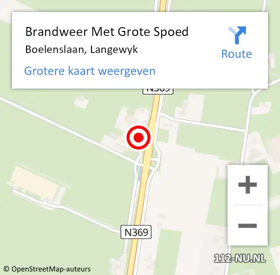 Locatie op kaart van de 112 melding: Brandweer Met Grote Spoed Naar Boelenslaan, Langewyk op 23 september 2024 18:11