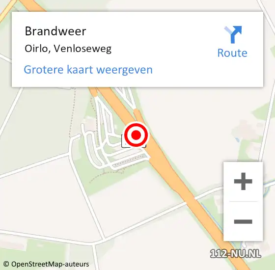 Locatie op kaart van de 112 melding: Brandweer Oirlo, Venloseweg op 21 oktober 2014 08:13