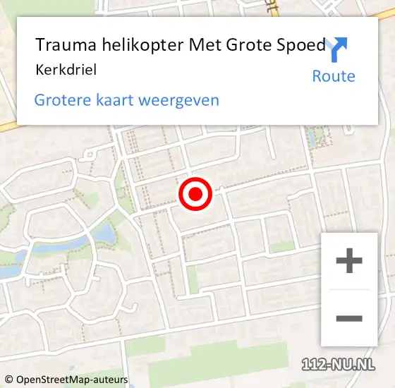 Locatie op kaart van de 112 melding: Trauma helikopter Met Grote Spoed Naar Kerkdriel op 23 september 2024 18:35