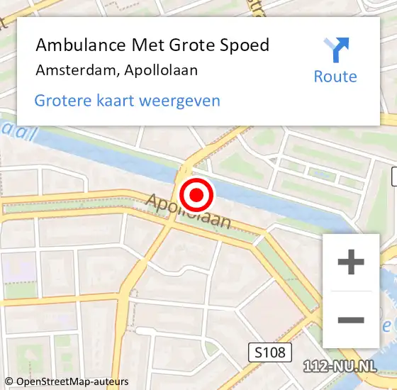 Locatie op kaart van de 112 melding: Ambulance Met Grote Spoed Naar Amsterdam, Apollolaan op 23 september 2024 18:35