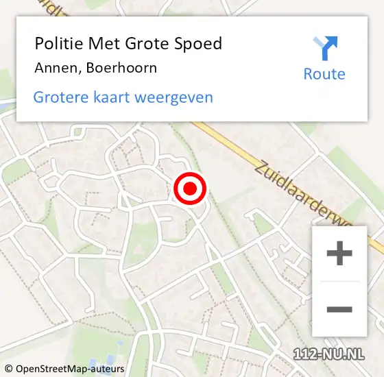 Locatie op kaart van de 112 melding: Politie Met Grote Spoed Naar Annen, Boerhoorn op 23 september 2024 18:43