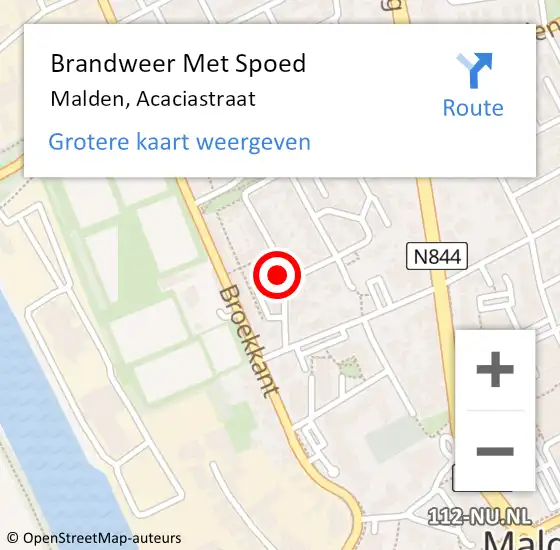 Locatie op kaart van de 112 melding: Brandweer Met Spoed Naar Malden, Acaciastraat op 23 september 2024 18:52