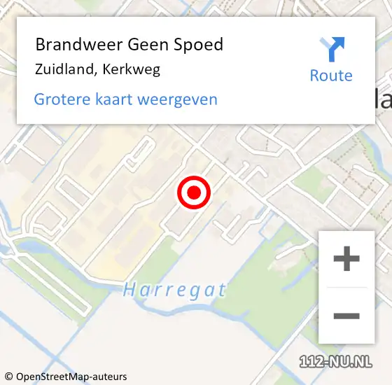 Locatie op kaart van de 112 melding: Brandweer Geen Spoed Naar Zuidland, Kerkweg op 23 september 2024 18:57