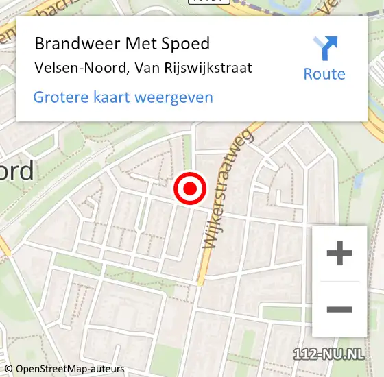 Locatie op kaart van de 112 melding: Brandweer Met Spoed Naar Velsen-Noord, Van Rijswijkstraat op 23 september 2024 19:13