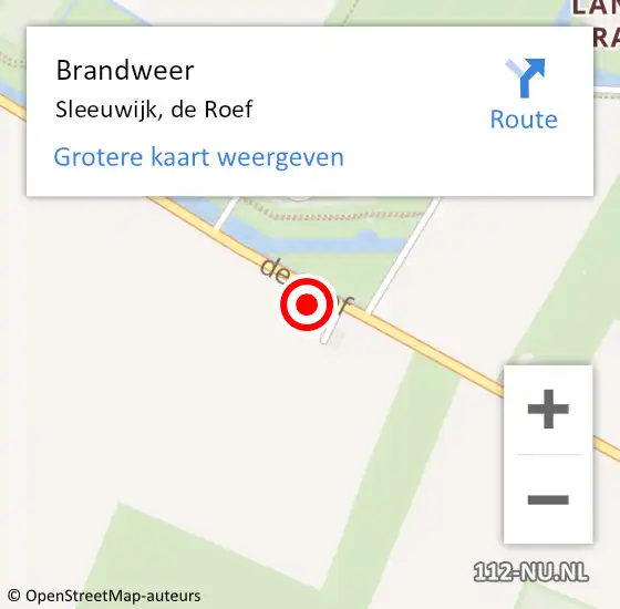 Locatie op kaart van de 112 melding: Brandweer Sleeuwijk, de Roef op 23 september 2024 19:39