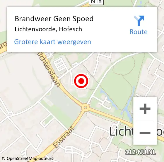 Locatie op kaart van de 112 melding: Brandweer Geen Spoed Naar Lichtenvoorde, Hofesch op 23 september 2024 19:41