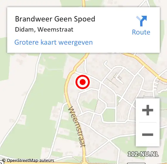 Locatie op kaart van de 112 melding: Brandweer Geen Spoed Naar Didam, Weemstraat op 23 september 2024 19:46