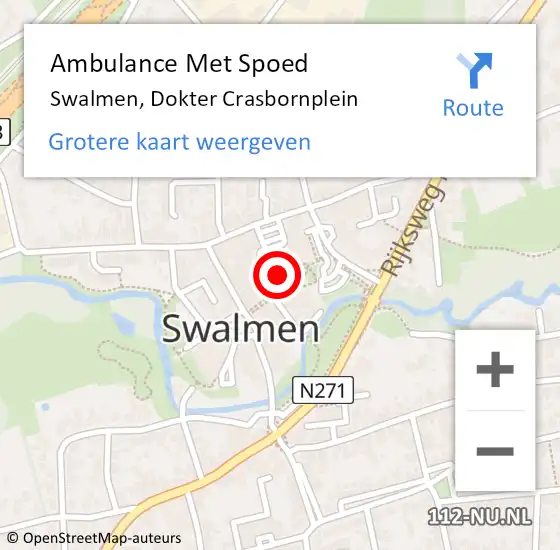 Locatie op kaart van de 112 melding: Ambulance Met Spoed Naar Swalmen, Dokter Crasbornplein op 23 september 2024 19:51