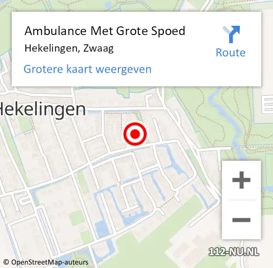 Locatie op kaart van de 112 melding: Ambulance Met Grote Spoed Naar Hekelingen, Zwaag op 23 september 2024 20:02