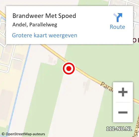 Locatie op kaart van de 112 melding: Brandweer Met Spoed Naar Andel, Parallelweg op 23 september 2024 20:14