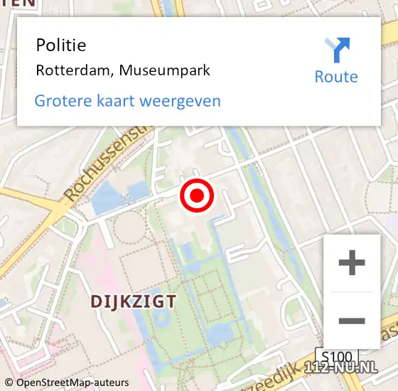 Locatie op kaart van de 112 melding: Politie Rotterdam, Museumpark op 23 september 2024 20:37