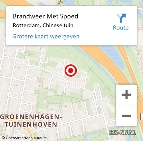 Locatie op kaart van de 112 melding: Brandweer Met Spoed Naar Rotterdam, Chinese tuin op 23 september 2024 20:58