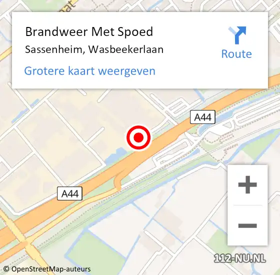 Locatie op kaart van de 112 melding: Brandweer Met Spoed Naar Sassenheim, Wasbeekerlaan op 23 september 2024 21:17