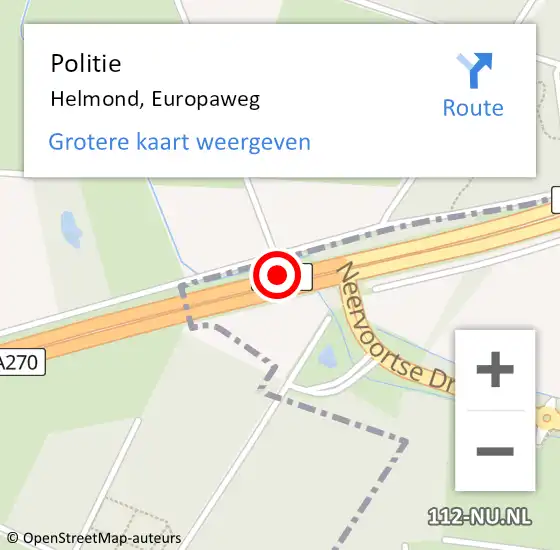 Locatie op kaart van de 112 melding: Politie Helmond, Europaweg op 23 september 2024 21:22