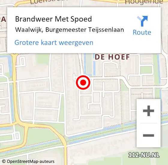 Locatie op kaart van de 112 melding: Brandweer Met Spoed Naar Waalwijk, Burgemeester Teijssenlaan op 23 september 2024 21:28