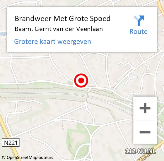 Locatie op kaart van de 112 melding: Brandweer Met Grote Spoed Naar Baarn, Gerrit van der Veenlaan op 23 september 2024 21:32