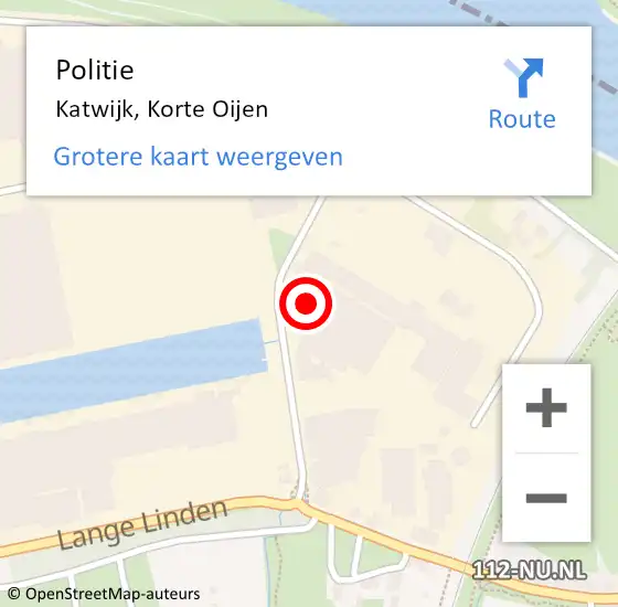 Locatie op kaart van de 112 melding: Politie Katwijk, Korte Oijen op 23 september 2024 22:06