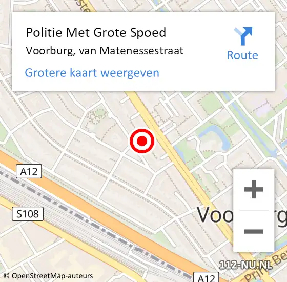 Locatie op kaart van de 112 melding: Politie Met Grote Spoed Naar Voorburg, van Matenessestraat op 23 september 2024 22:11