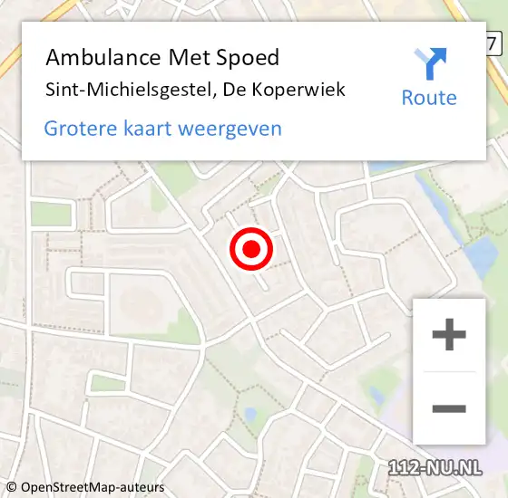 Locatie op kaart van de 112 melding: Ambulance Met Spoed Naar Sint-Michielsgestel, De Koperwiek op 21 oktober 2014 08:37