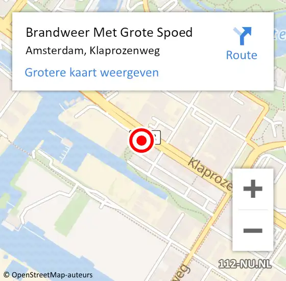 Locatie op kaart van de 112 melding: Brandweer Met Grote Spoed Naar Amsterdam, Klaprozenweg op 23 september 2024 23:16