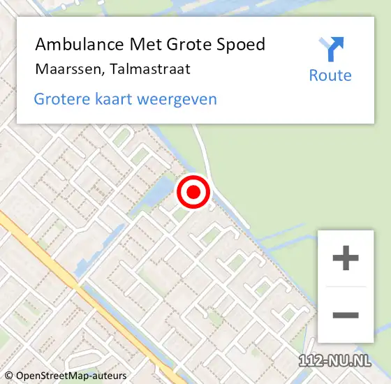 Locatie op kaart van de 112 melding: Ambulance Met Grote Spoed Naar Maarssen, Talmastraat op 21 oktober 2014 08:38